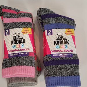 4x Kodiak Girls Thermal Socks size 10.5-4